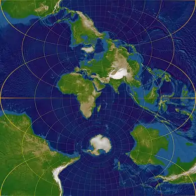 Transversale Mercator-Projektion für 45° E