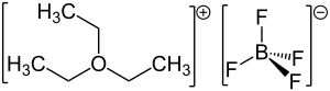 Strukturformel von Triethyloxoniumtetrafluorborat