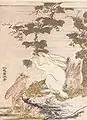 Shigemasa Kitao:Hasen fressen wilden Wein, Japan um 1800