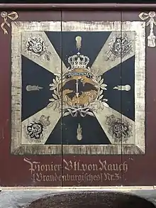 Truppenfahne des Pionier-Bataillons von Rauch (1. Brandenburgisches) Nr. 3 im Chorgestühl der St.Katharinenkirche zu Brandenburg an der Havel