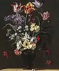 Vase mit Tulpen, Anemonen, Narzissen, Flieder und anderen Blumen, Öl auf Leinwand, 55,2 × 47 cm, Privatsammlung (?). Das Bild wurde möglicherweise oben und an den Rändern beschnitten.