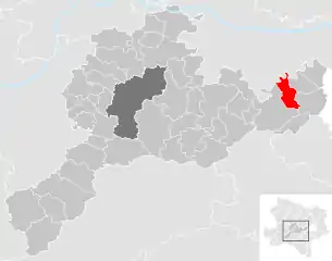 Lage der Gemeinde Tullnerbach im Bezirk St. Pölten-Land (anklickbare Karte)