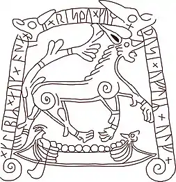 Runenstein von Tullstorp - und Nachzeichnung