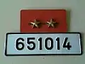 Das Nummernschild eines offiziellen Militärfahrzeugs eines Generalmajors