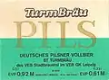 Pilsner Etikett der Brauerei (VEB Stadtbrauerei, BT Turmbräu im GK Leipzig)