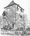 Zustand des Burgturms um 1892, Zeichnung des Architekturhistorikers Johann Rudolf Rahn
