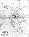 Netzplan von elektrischen Straßenbahnen (Tramways Électriques) und Dampfstraßenbahnen (Tramways à Vapeur), 1928