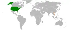 Lage von Vietnam und Vereinigte Staaten