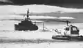 Mit einem Bell HUL-1-Hubschrauber, Antarktis, 1960