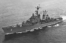 USS Wilkinson (DL-5) auf See, späte 1950er Jahre
