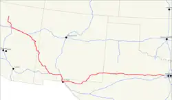 Karte des U.S. Highways 180
