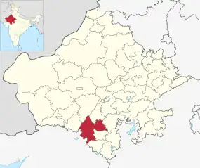 Positionskarte des Distrikts Udaipur