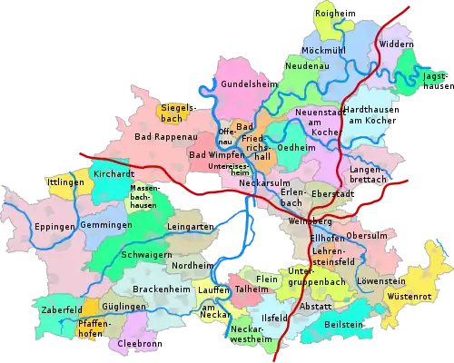 Städte und Gemeinden des Landkreises Heilbronn