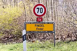 Ortsschild in Findel