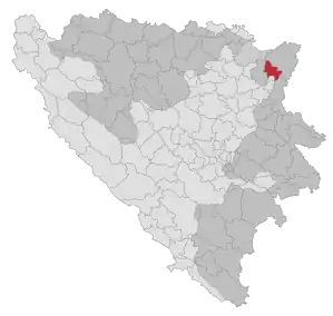 Lage der Gemeinde Ugljevik in Bosnien und Herzegowina (anklickbare Karte)