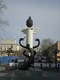 Fußgängerzone in Ulan-Ude mit Denkmal