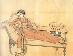 Frau auf dem Sofa, Vorzeichnung, 1930