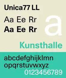 Schriftbeispiel für Unica