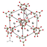 Unit cell of the low-temperature polymorph of barium metaborate.