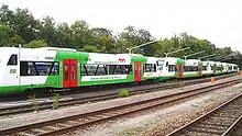 Abgestellte Unterfranken-Shuttles im ehemaligen Bayerischen Bahnhof in Meiningen