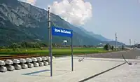 Neue Bestandsstrecke mit Hst. Stans, im Hintergrund alte Bestandsstrecke