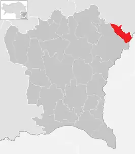 Lage der Gemeinde Unterlamm im Bezirk Südoststeiermark (anklickbare Karte)