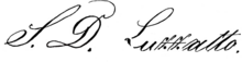 Unterschrift Samuel David Luzzatto (1800–1965)  italienisch-jüdischer Gelehrter