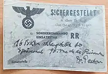 Unterschrift von Dr. Karl Paetow auf einem Dokument über den Raub von Kunst aus dem Haus von Pierre Seligmann-Alphandery in Paris vom 19. Januar 1943.