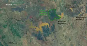 Von links nach rechts die Reservoirs Masinga, Kamburu, Gitaru und Kindaruma.