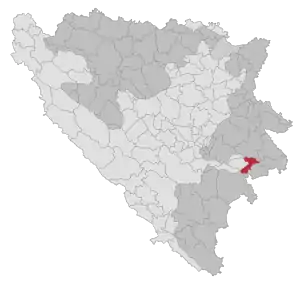 Lage der Gemeinde Ustiprača in Bosnien und Herzegowina (anklickbare Karte)