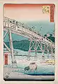 Utagawa Hiroshige:Die Yahagibrücke über den Yahagifluss in der Nähe von Okazaki1855