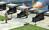 Kanonenschuss der Saluting Battery um 12 Uhr Mittags