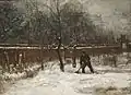 Der Pfarrgarten in Nuenen im Schnee, Öl auf Leinwand auf Holz, 51 × 77 cm, Januar 1885, Norton Simon Museum, Pasadena