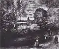 Der Pfarrgarten in Nuenen mit Teich und Figuren, Öl auf Holz, 92 × 104 cm, November 1885, im Zweiten Weltkrieg verbrannt