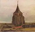 Der alte Friedhofsturm in Nuenen, Öl auf Leinwand auf Holz, 25 × 57 cm, 1884, Stiftung Sammlung E. G. Bührle, Zürich