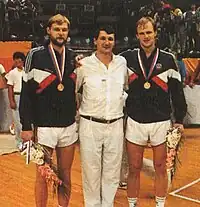Michail Wassiljew (li.) mit Waleri Melnik und Alexander Rymanow