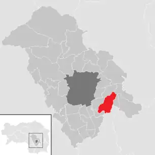Lage der Gemeinde Vasoldsberg im Bezirk Graz-Umgebung (anklickbare Karte)