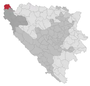 Lage der Gemeinde Velika Kladuša in Bosnien und Herzegowina (anklickbare Karte)
