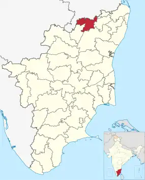 Positionskarte des Distrikts Vellore
