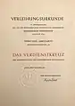 Verleihungsurkunde Verdienstkreuz 1953