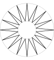 16-zackiges Sonnensymbol ähnlich dem Stern von Vergina
  
    
      
        α
        =
        π
        
          /
        
        16
      
    
    {\displaystyle \alpha =\pi /16}
