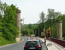 Reste des ehemaligen Eisenbahnviaduktes in Robschütz