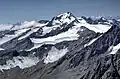 Aussicht vom Gipfel zur Weißkugel und zur Bernina rechts dahinter