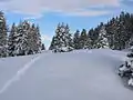 Vigiljoch im Winter nahe dem Kirchlein St. Vigil