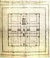 Grundriss des Hamburger Modells. Entspricht bis auf die fehlende Außengalerie dem Grundriss aus Juan Bautista Villalpando: In Ezechielem Explanationes, 1604.