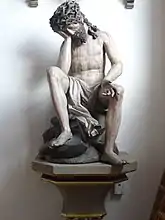 Spätgotische Holzskulptur Christus in der Rast