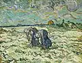 Geschwungene Linien. Vincent van Gogh: Zwei grabende Bäuerinnen auf schneebedecktem Feld.