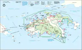 Karte der Insel Saint John,  grün eingerahmt: Nationalpark