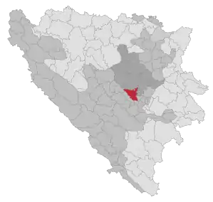 Lage der Gemeinde Visoko in Bosnien und Herzegowina (anklickbare Karte)