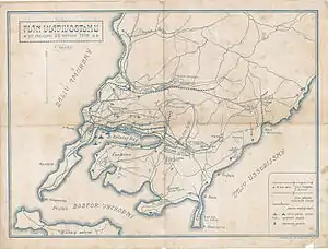 alte Landkarte von Wladiwostok und Umgebung